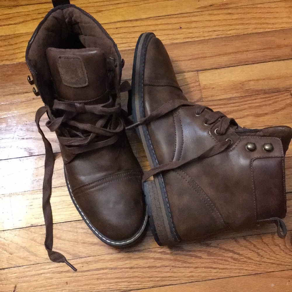 Brown pleather sneaker boots